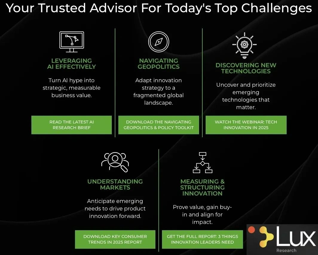 Lux Research graphic: Your trusted advisor for today's top challenges