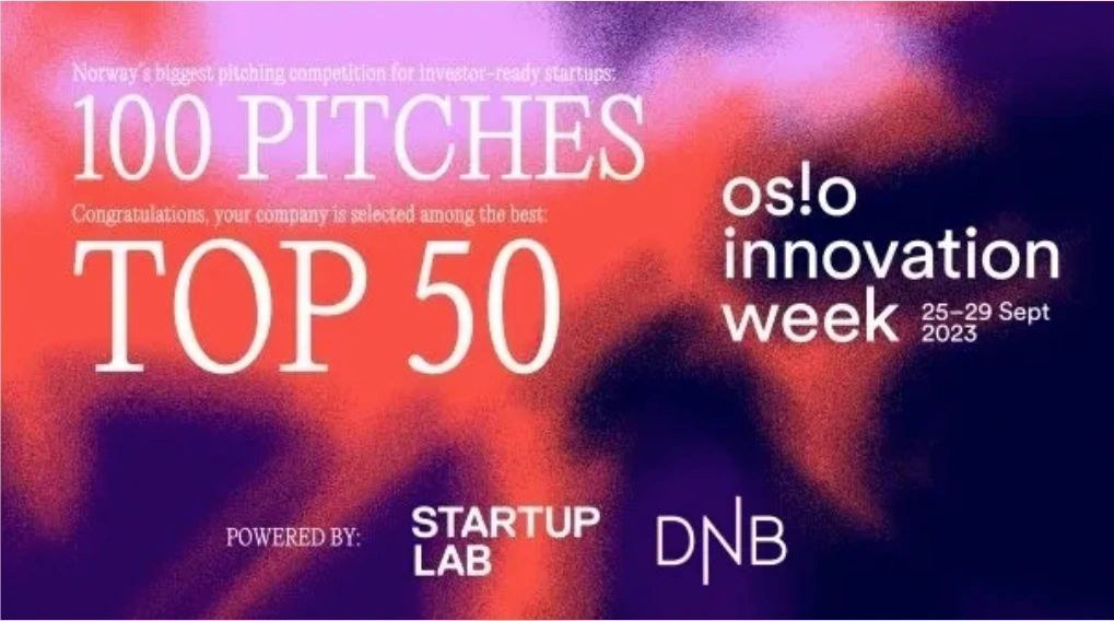 100 Pitches, Top 50, Oslo Innovation Week 2023, powered by Startup Lab and DNB